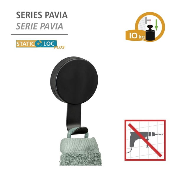 Komplet 2 črnih kavljev za brisače Wenko Pavia-image-1