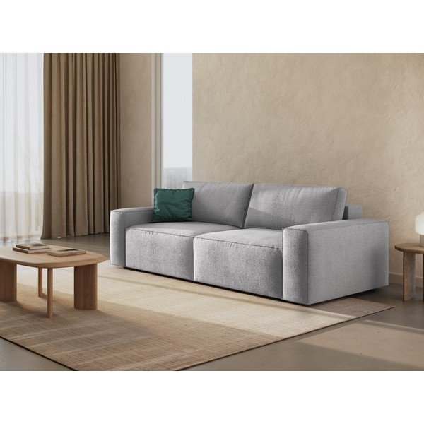 Svetlo siva raztegljiva sedežna garnitura iz tkanine bouclé 247 cm Jodie – Micadoni Home-image-1