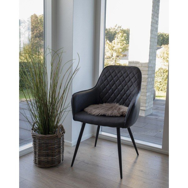 Temno modri oblazinjeni jedilni stoli v kompletu z nasloni za roke 2 ks Harbo – House Nordic-image-1