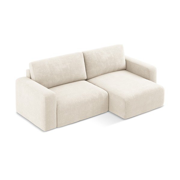 Kremno bela raztegljiva/s prostorom za shranjevanje kotna sedežna garnitura iz šenilje (desni kot/z ležalnikom) Kona – Makamii-image-3