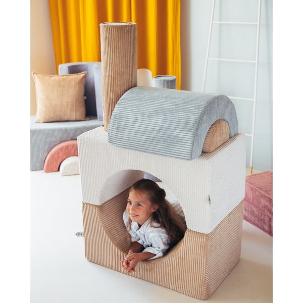 Mentolno zeleno otroško igrišče iz pene iz rebrastega žameta 3 ks višina 37 cm 75x49 cm Rainbow Montessori – Wigiwama-image-1