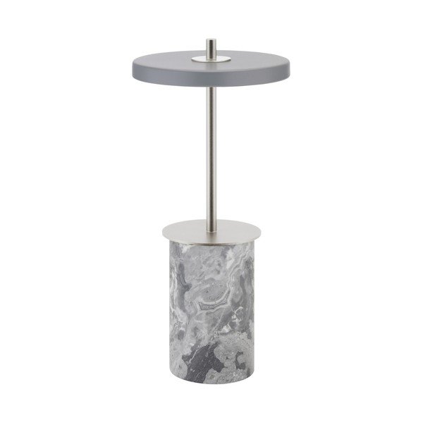 Siva marmorna LED zatemnitvena namizna svetilka s kovinskim senčilom (višina 25,5 cm) Asteria Move Mini – UMAGE