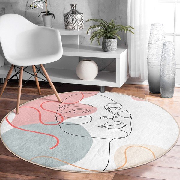 Bela pralna okrogla preproga primerna za robotski sesalnik ø 120 cm Comfort – Mila Home-image-3