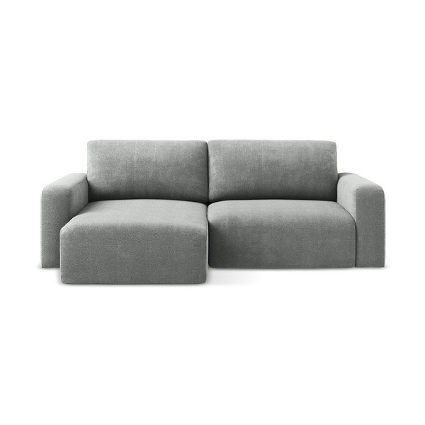 Siva raztegljiva/s prostorom za shranjevanje kotna sedežna garnitura iz šenilje (levi kot/z ležalnikom) Kona – Makamii