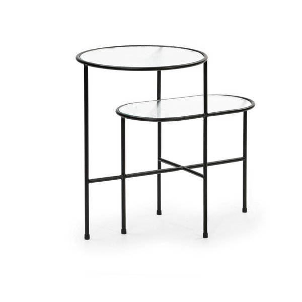 Črna stranska mizica s stekleno ploščo Teulat Nix