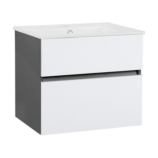 Bela/antracitno siva stenska omarica brez umivalnika 60x52 cm Wisla – Støraa