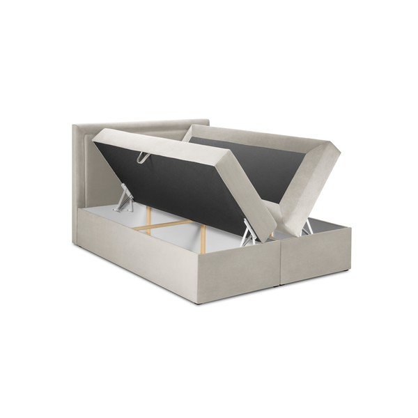 Bež žametna zakonska postelja Mazzini Beds Yucca, 180 x 200 cm-image-4