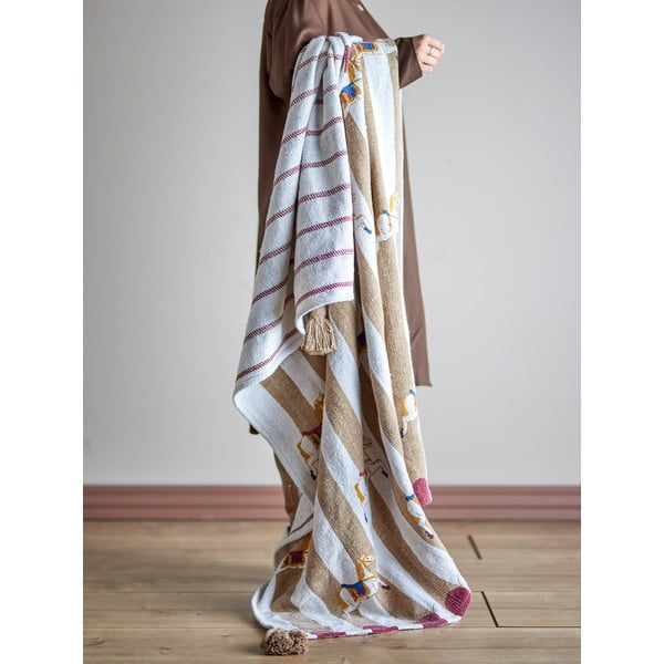 Bela/rjava odeja 130x160 cm Merry-go-round – Bloomingville-image-1