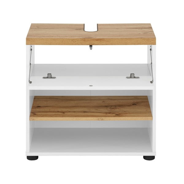 Bela omarica za pod umivalnik v hrastovem dekorju 60x57 cm Thessa – Støraa-image-2