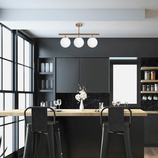 Stropna svetilka v bronasti barvi s steklenim senčilom ø 15 cm Atmaca – Opviq lights-image-1