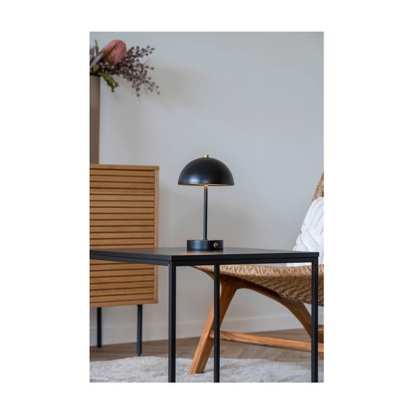 Sijajno črna LED namizna svetilka (višina 25 cm) Holt – House Nordic-image-2