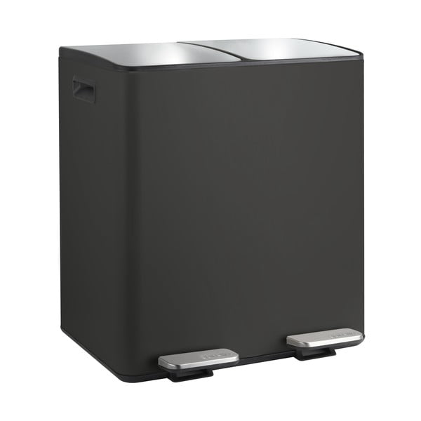 Mat črn jeklen koš za smeti za ločevanje odpadkov s pedalom 2x20 l Aliya – Spirella