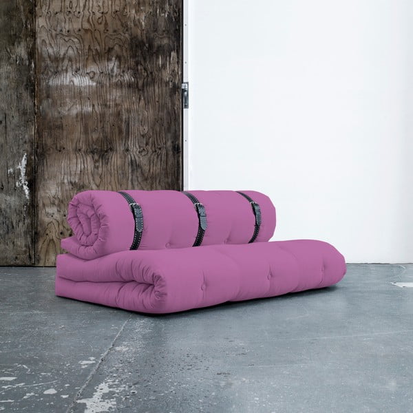 Variabilni kavč z belimi prešitimi usnjenimi pasovi Karup Buckle Up Taffy Pink