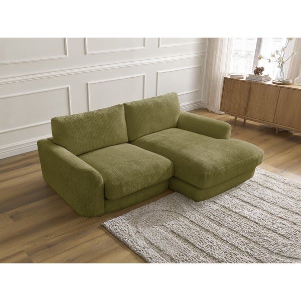 Kaki zelena kotna sedežna garnitura iz šenilje (desni kot/z ležalnikom) Leonore – Bobochic Paris-image-4