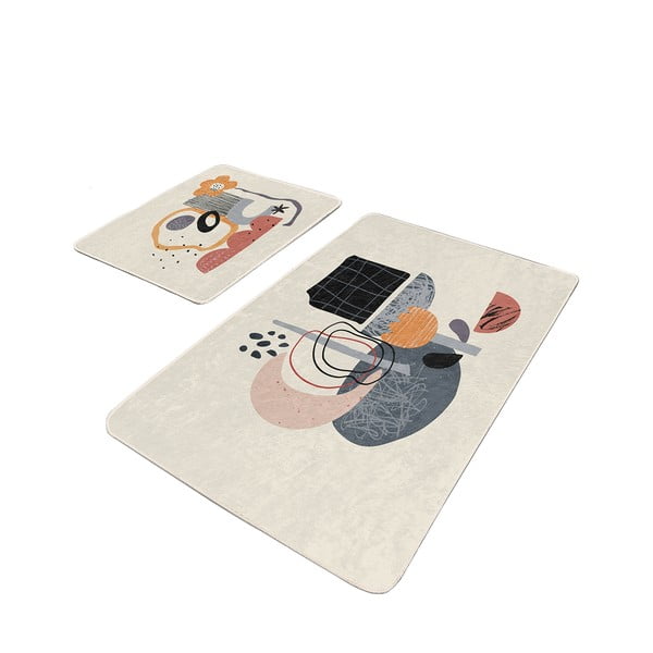 Bež žametne kopalniške preproge v kompletu 2 ks 60x100 cm – Mila Home