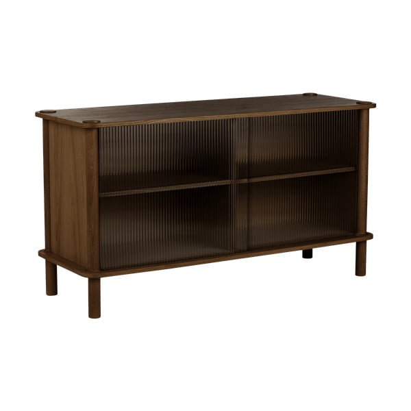 Rjava vitrina iz masivnega hrasta z drsnimi vrati 135x73,5x48 cm Italic – UMAGE-image-1