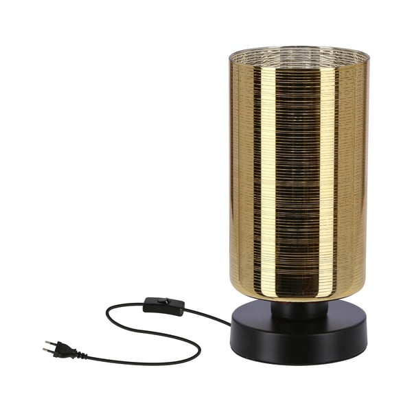 Črna/zlata namizna svetilka s steklenim senčnikom (višina 25 cm) Cox – Candellux Lighting
