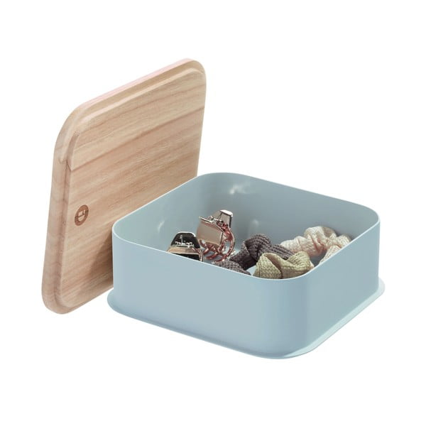 Siva škatla za shranjevanje s pokrovom iz lesa pavlovnije iDesign Eco, 21,3 x 21,3 cm-image-2