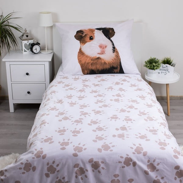 Bela enojna bombažna otroška posteljnina 140x200 cm Guinea Pig – Jerry Fabrics-image-2