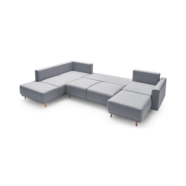 Siva raztegljiva sedežna garnitura v obliki črke U Bobochic Paris Panoramique XXL Mola, desni kot-image-4