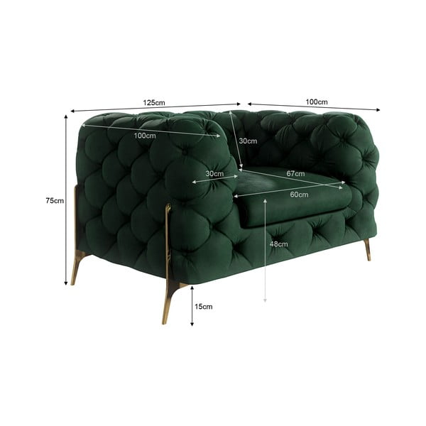 Temno zelen žameten fotelj Chelsea Bis – Ropez-image-4