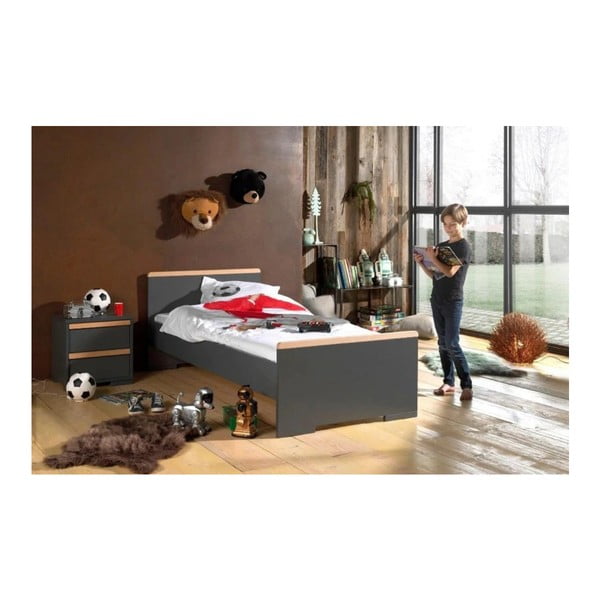 Temno siva otroška nočna omarica London – Vipack-image-2