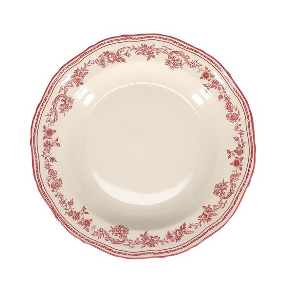 Bordo rdeč/slonokoščen jušni porcelanast krožnik ø 23 cm Cyril – S|P Collection