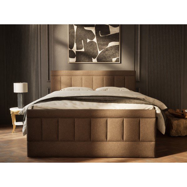 Rjava boxspring postelja s prostorom za shranjevanje 180x200 cm Caya – Maison de Rêve-image-4