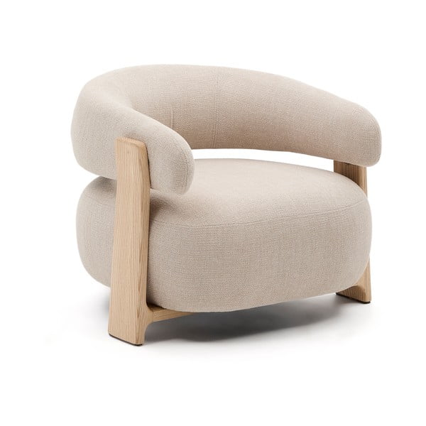 Bež fotelj iz šenilje Granite – Kave Home