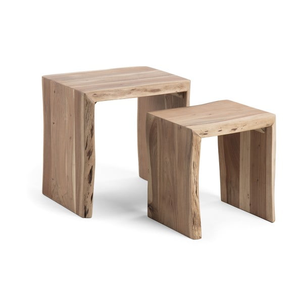 Stranske mizice iz masivne akacije v kompletu 2 ks 42x50 cm Zuleika – Kave Home