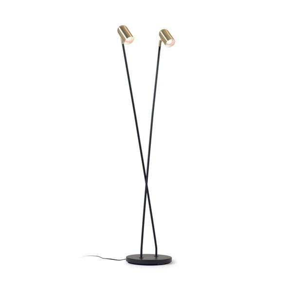 Črna/zlata stoječa svetilka s kovinskim senčilom (višina 152 cm) Clemence – Kave Home