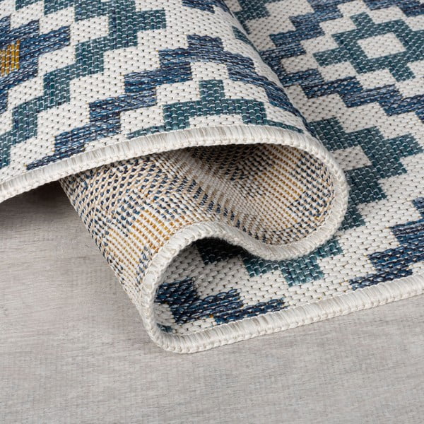 Rumeno-modra notranja in zunanja preproga 200x290 cm Zia Trellis – Flair Rugs-image-2