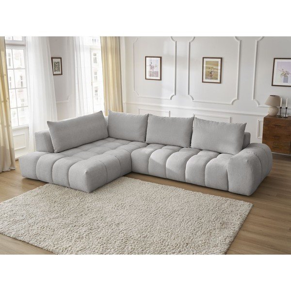 Svetlo siva kotna sedežna garnitura (levi kot) Everest – Bobochic Paris-image-1