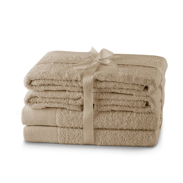 Bež frotirni bombažni komplet brisač 6 ks Amari – AmeliaHome