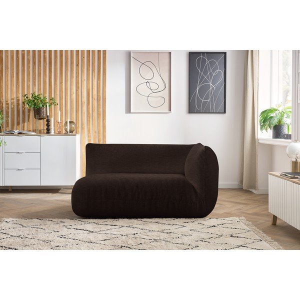 Temno rjav modul za sedežno garnituro iz rebrastega žameta (desni kot) Lecomte – Bobochic Paris-image-4