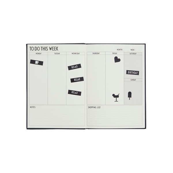 Črn tedenski načrtovalec Design Letters Plans-image-1