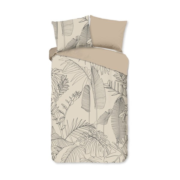 Bež enojna podaljšana bombažna posteljnina 140x220 cm Sym – Good Morning