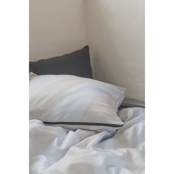 Svetlo siva/bež podaljšana posteljnina za zakonsko posteljo iz bombažnega satena 200x220 cm Diagonal – Mette Ditmer Denmark-image-2