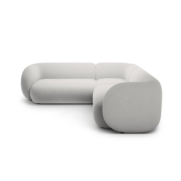 Svetlo siva žametna kotna sedežna garnitura Kate – Micadoni -image-1