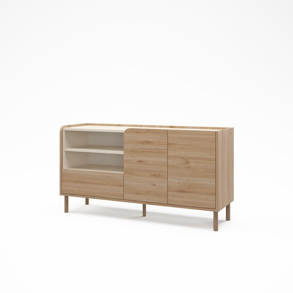 Komoda v hrastovem dekorju v naravni barvi 141x75,5x44 cm Monza – Marckeric-image-4