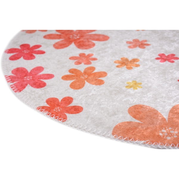 Oranžna/slonokoščena pralna otroška preproga ø120 cm Fall Flowers – Vitaus-image-2