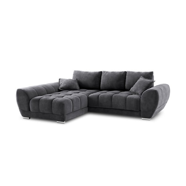 Temno siva žametna raztegljiva sedežna garnitura Windsor & Co Sofas Nuage, levi kot-image-2