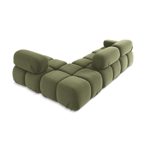 Svetlo zelena žametna kotna sedežna garnitura (desni kot) Lokua – Makamii-image-4