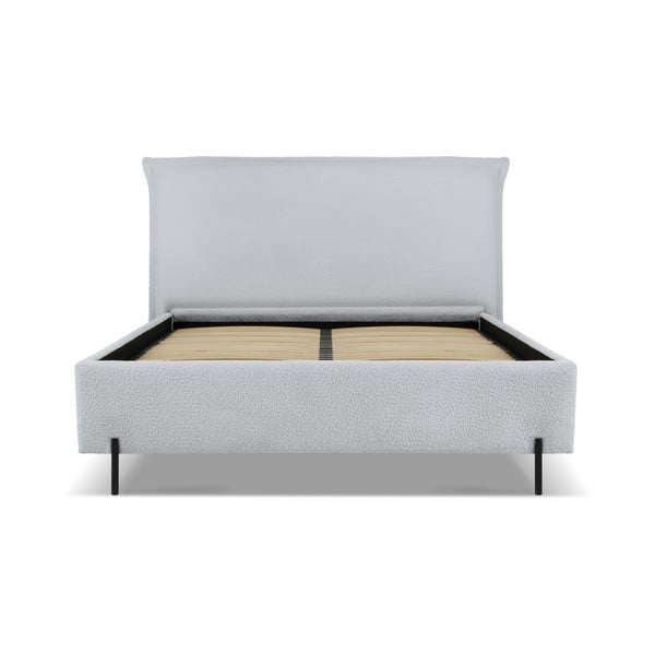Siva oblazinjena zakonska postelja s prostorom za shranjevanje in letvenim dnom 180x200 cm Armie – Milo Casa-image-2