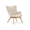 Bež fotelj iz rebrastega žameta Niko – Ropez