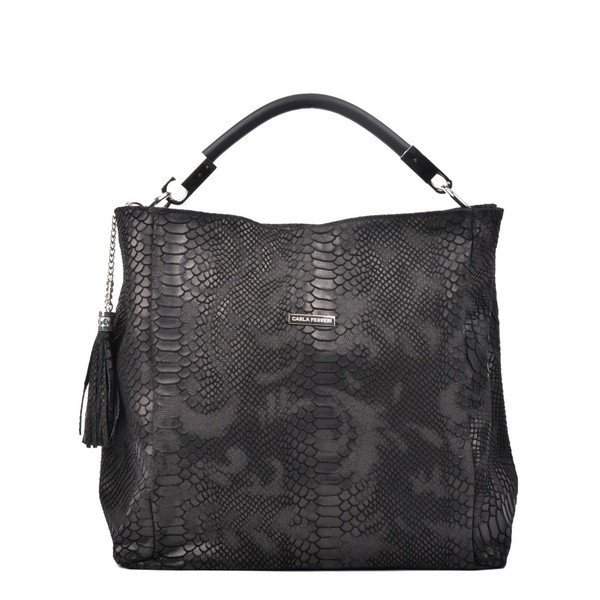 Črna usnjena torbica Carla Ferreri Druhno