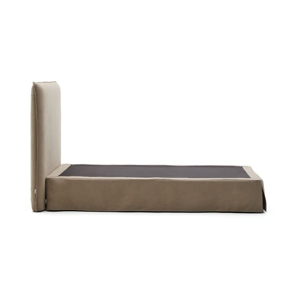 Sivorjava oblazinjena postelja 90x200 cm Jaira – Kave Home-image-3