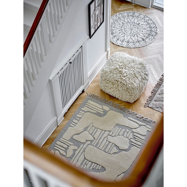 Kremno bel tabure iz volne Lomba – Bloomingville-image-3