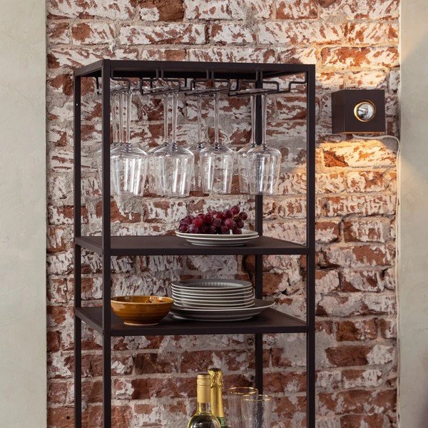 Temno rjava vinska omara število steklenic 25, 45x185x40 cm Reese – WOOOD-image-1