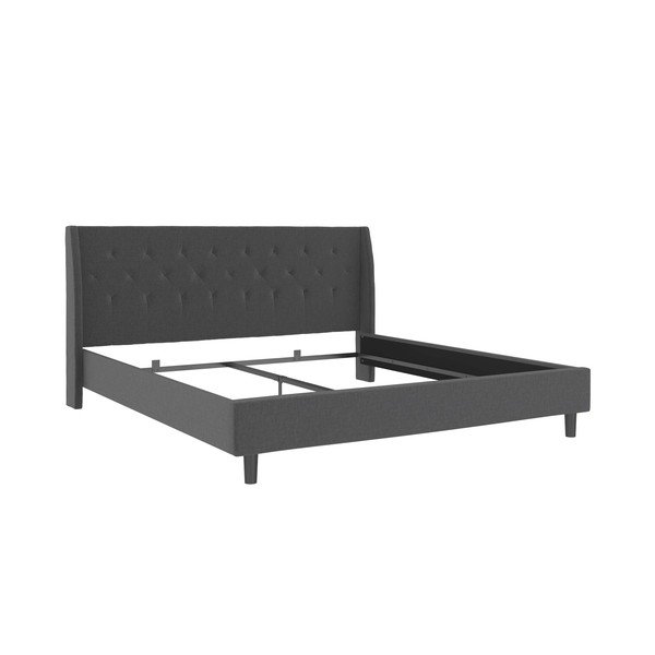 Temno siva oblazinjena zakonska postelja 180x200 cm Her Majesty – Støraa